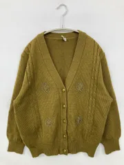 MY.MRS カーディガン/ボレロ M-L カーキ ウール・ニット 刺繍 ミドル丈 長袖