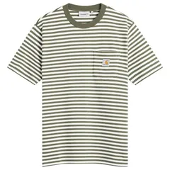 カーハート メンズ トップス Tシャツ Carhartt WIP Ezra Stripe PocketShirt Leaf Wax ストライプ
