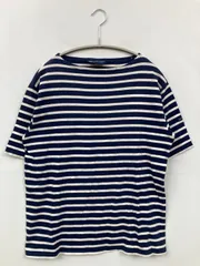 SAINT JAMES セントジェームス Tシャツ/カットソー M ネイビー ボーダー柄 ミドル丈 半袖 ボートネック