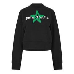 パーム・エンジェルス レディース トップス Tシャツ Palm Angels Womenstar Crew TShirt Black Green ブラック