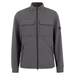 バブアー メンズ アウター パーカー・スウェット キルティング シャツ Barbour International Mens Ethan Quilted Sweatshirt Charcoal チャコのサムネイル