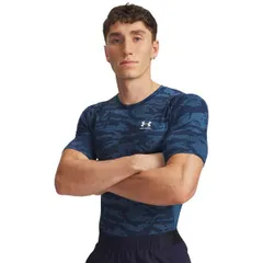 アンダーアーマー メンズ トップス Tシャツ プリント Under Armour Mens HeatGear Printed TShirt Wham BlueWhite ホワイト