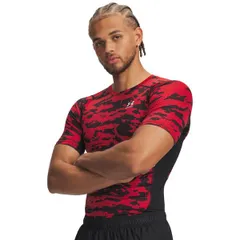 アンダーアーマー メンズ トップス Tシャツ プリント Under Armour Mens HeatGear Printed TShirt BlackRedWhite ホワイト