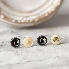 ブラック ホワイト キラキラ ピアス セット 黒 白 ゴールド パール シンプル おしゃれ 丸【667】