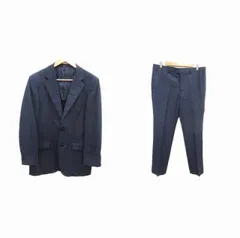 コムサイズム COMME CA ISM スーツ セットアップ テーラードジャケット 背抜き スラックスパンツ チェック L 紺 ネイビー /YK