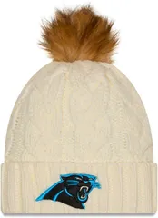 ニューエラ レディース アクセサリー 帽子 ニット New Era Womens Carolina Panthers White Fur Pom Cuffed Knit Beanie NoColor ホワイト