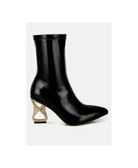 ロンドンラグ レディース シューズ ブーツ・レインブーツ レザー フェイクレザー ヒール London Rag Womens Gaias Fantasy Heel Patent Faux Leather Boots Black ブラック