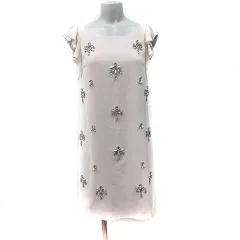 ロイヤルパーティー ROYAL PARTY ワンピース ミニ ノースリーブ シフォン ビジュー F ベージュ /YI