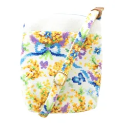 フェイラー FEILER ショルダーバッグ 花柄 総柄 シュニール織 水色 ライトブルー 黄 イエロー /AE