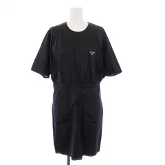 プラダ PRADA 22SS Technical トライアングルプレート ワンピース 半袖 ドルマンスリーブ シルク 38 黒 ブラック P3G42 S221のサムネイル