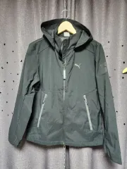 PUMA プーマ レインセル ブラック フード ウィンドブレーカー ジャケット L