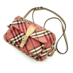 バーバリーブルーレーベル ショルダーバッグ ノバチェック ピンク キャンバス