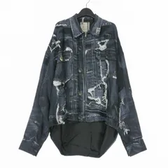 ミハラヤスヒロ MIHARA YASUHIRO × TALKING ABOUT THE ABSTRACTION T.A.T.A 25SS TROMPE-LOEIL DENIM JACKET 転写 ジャケット ブルゾン 48 ブラック 黒 C14BL401-0のサムネイル