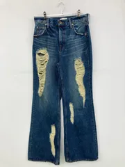 LAGUA GEM ラグアジェム デニムパンツ 25 ブルー フルレングス 無地 ワイド・ルーズ ストレート レギュラー クラッシュ・ダメージ