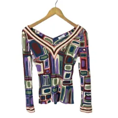 エミリオプッチ EMILIO PUCCI シャツ ブラウス Vネック 長袖 38 パープル グリーン マルチカラー ■GY06のサムネイル