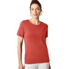 ジェシカロンドン レディース アウター ニット・セーター クルーネック プラスサイズ Jessica London Womens Plusize Fine Gauge Crewneck Shell Burnt Red レッド