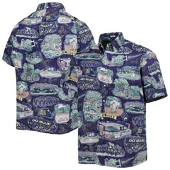レインスプーナー レディース トップス Tシャツ ダウン Mens Reyn Spooner Navy Michigan Wolverinescenic ButtonDown Shirt Mic Naのサムネイル