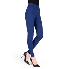 メモイ レディース ボトムス カジュアルパンツ コットン レギンス MeMoi Pantsstyle Cotton Blend Leggings Blue Denim デニム