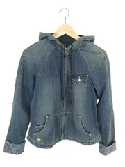 バーバリーズブルーレーベル Burberry's BLUE LABEL デニム ジャケット ジージャン パーカー ジップアップ ロゴ ワンポイント 刺繍 インディゴ サイズ38 QQQ