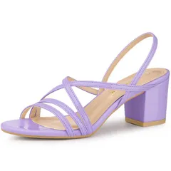 アレグラ ケー レディース シューズ パンプス サンダル ヒール ALLEGRA K Womenstrappy Slingback Chunky Heelslide Sandals Purple パープル