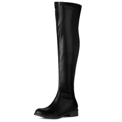 アレグラ ケー レディース シューズ ブーツ・レインブーツ ヒール ALLEGRA K Womens Thigh Boots Low Block Heel Fashion Over the Knee High Boots Black ブラック