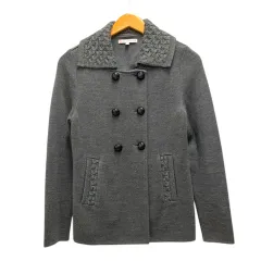 ポール&ジョー シスター PAUL&JOE SISTER ニットジャケット カーディガン ウール混 ドッキング 長袖 38 グレーのサムネイル