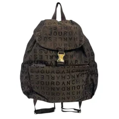 シャルル ジョルダン CHARLES JOURDAN リュックサック バックパック デイパック ロゴ 総柄 フラップ バックル 巾着 サテン フランス製 ブラウン 茶 シルバー金具のサムネイル