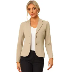アレグラ ケー レディース アウター ジャケット・ブルゾン ブレザー ALLEGRA K Womens Work Office Lapel Collar Stretchy Jacket Suit Blazer Khaki カーキ