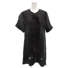 イザベルマラン ISABEL MARANT インドリネン ワンピース ミニ チュニック 麻 リネン 36 黒 ブラック 半袖 ノーカラー フリル 透け感 IBO82 /FFのサムネイル