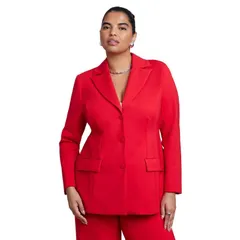 エロクイ レディース アウター ジャケット・ブルゾン プラスサイズ ブレザー ELOQUII Womens Plusize The Ultimate Nipped Waist Blazer Barbados Cherry