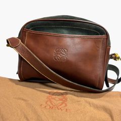 LOEWE Anagram Leather & Suede Shoulder Bag Brown Vintage LOEWE Anagram Leather & Suede Shoulder Bag Brown Vintage