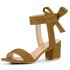 アレグラ ケー レディース シューズ パンプス サンダル アンクル ヒール ALLEGRA K Womens Open Toe Ankle Tie Back Block Heelsandals Brown ブラウン