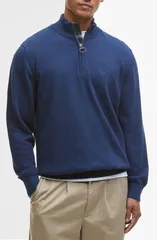 バブアー メンズ アウター パーカー・スウェット ハーフジップ セーター コットン Barbour Cotton Quarter Zip Sweater Inky Marledのサムネイル