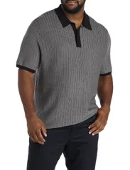 ペリーエリス メンズ トップス ポロシャツ トール Perry Ellis Big Tall Geometric Jacquard Polo Shirt Black ブラックのサムネイル