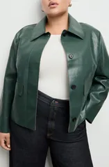 マンゴ レディース アウター ジャケット・ブルゾン レザー フェイクレザー MANGO Sabina Faux Leather Jacket Green グリーン