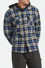 ブリクストン メンズ アウター ジャケット・ブルゾン キルティング Brixton Bowery Quilted Hooded Plaid Flannel SnapUp Jacket Navy Creのサムネイル