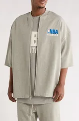 フィアオブゴッド メンズ アウター ジャケット・ブルゾン Fear of God Essentials x NBA Zip Up Short Sleeve Jacket Concrete Heatheのサムネイル