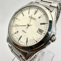 稼働品 SEIKO 7N42-0EY0 クォーツ デイト 5気圧防水 シルバー文字盤 ステンレス 純正ブレス ヴィンテージ レトロ ラウンド メンズ ビジネス スーツ フォーマル お洒落 通勤 仕事 出張 会議 営業 社会人 大人 上品 定番 王道 A155