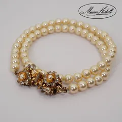 ミリアムハスケル ガラスパール アンティーク ネックレス/25-3548