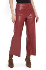 リジー レディース ボトムス レギンス ワイドレッグ ハイウエスト パンツ レザー フェイクレザー Lysse High Waist Faux Leather Wide Leg Pants Burnt Mahogany