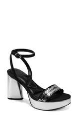 カール ラガーフェルド レディース シューズ ヒール サンダル アンクル KARLAGERFELD PARIS Haden Ankle Strap Sandal Silver Black ブラックのサムネイル