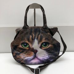 リアル 猫 キャット 顔 フェイス がま口 ショルダーバッグ