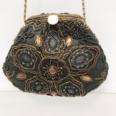 総ビーズ刺繍 ヴィンテージ風パーティーバッグ 美品 - メルカリ