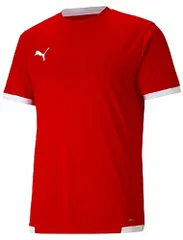 プーマ PUMA サッカー TEAMLIGA ゲームシャツ メンズ 練習着 プラクティスシャツ トレーニング 部活 クラブ 丸首 半袖 ランニング スポーツウェア ドライセル ロゴ  705150 01 PUMARED-PUMAWHITE