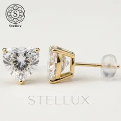 【14Kがくれる一生モノ】 モアサナイトピアス4.0ct／両耳／ハートカット宝石／Au585ゴールド刻印／大粒スタッドタイプ／金属アレルギー対応／トラベルジュエリー／ご褒美アクセサリー／記念日ギフト／鑑定書付／14金／プレゼント・ギフトにもおすすめ