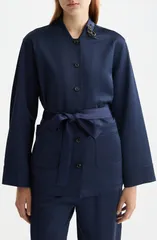 スコッチアンドソーダ レディース アウター ジャケット・ブルゾン サテン ブレザー Scotch Soda Tie Waist Satin Blazer Peacoatのサムネイル
