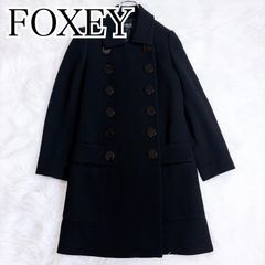フォクシー カシミヤ混 スプリングコート ロング 裏地レーストリミング