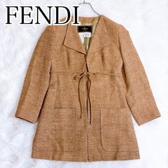 FENDI 365 リネン テーラードジャケット クロップド丈 茶 M - メルカリ