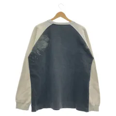 【中古】90s STUSSY ラグランクルーネックスウェット ブラック/ホワイト サイズM オールドステューシー[17]