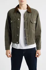 フレーム メンズ アウター ジャケット・ブルゾン コットン FRAME Cotton Canvas Trucker Jacket Antique Dark Olive オリーブ
